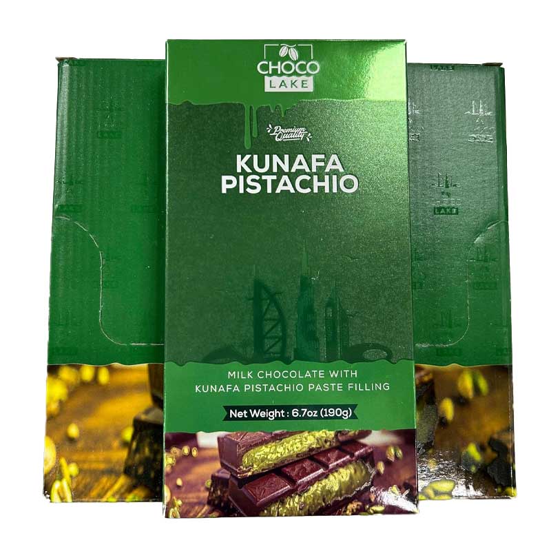 Chocolake Dubai Kunafa Pistachio Milk Chocolate Bar, 6.7 oz (Pack of 10)