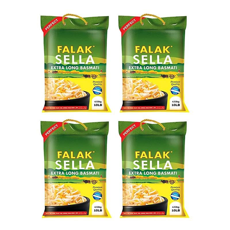 FALAK Premium Sella Basmati Rice 4.5KG (10lb) - Extra Long, Natural Grain Sella Basmati Rice Slender & Sturdy Grain for Effortless Cooking – NON-GMO Gluten-Free Kosher & Cholesterol Free