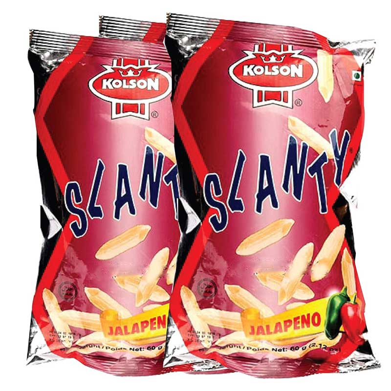 Kolson Slanty 24 Packs Light Snack Three Flavor Jalapeno Salt and Vegetable Ready to Eat Halal Snack (Jalapeno)
