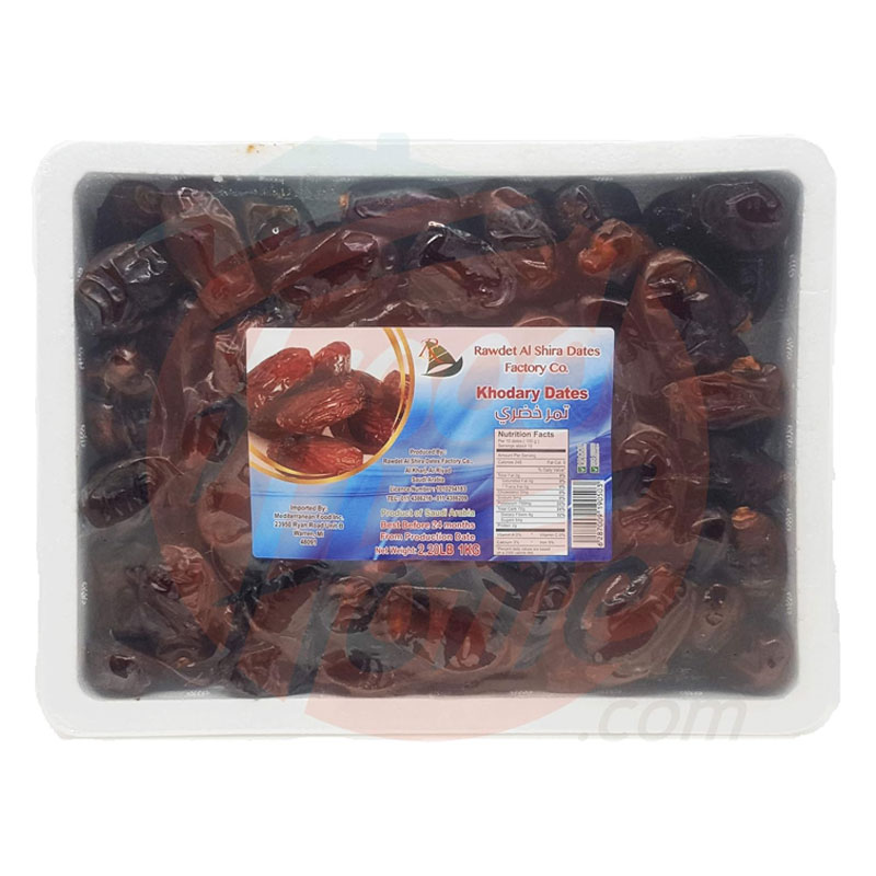 Rawdet Al Shira Dates Factory Co. Khodary dates in styrofoam tray 1-kg (pack of 1)