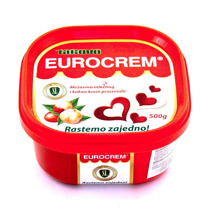 Takovo Eurocrem Milk and Hazelnut Cocoa Spread 17.63oz, 500g (Pack of 4)