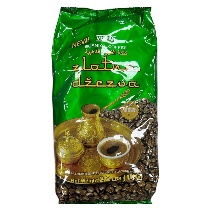 VISPAK Zlatna Dzezva Ground Coffee, 2.2 lb (Pack of 2) – Rich, Aromatic Turkish-Style Coffee for Dzezva Brewing